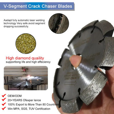 6 Zoll Lasergeschweißter Spaltverfolger Tuck Point Diamant V Rillen Schneidemesser zum Entfernen von Betonmortar