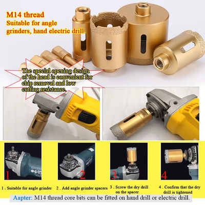 Vakuum M14 bronzierte 35mm Diamond Core Drill Bits Set für Porzellan