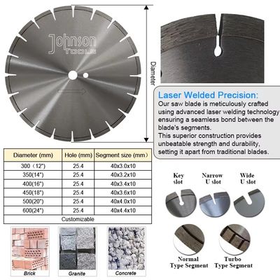 10" Laser schweißte konkreten Diamond Blade With Hexagon Hole